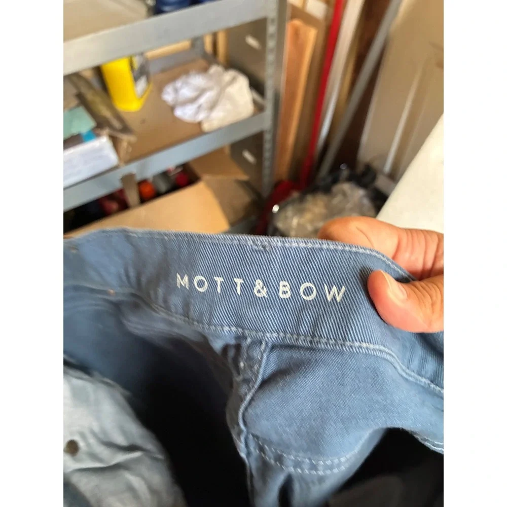 Mott & Bow Mercer Slim Chinos Blue Gray Stretch Cotton Pants 33x32 OP-00001061